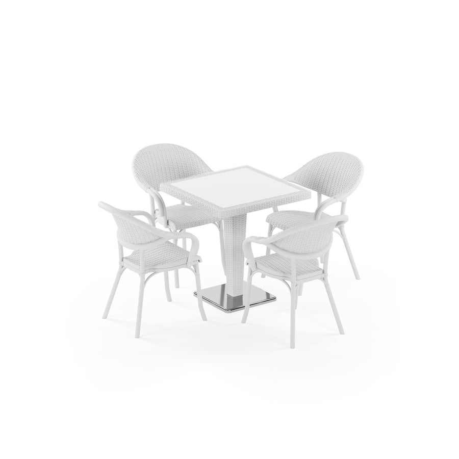 Antares Chrome & Flash-R 4-Seat Rattan Dining Set