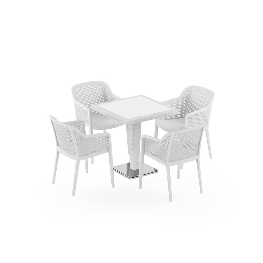 Antares Chrome & Octa 4-Seat Rattan Dining Set