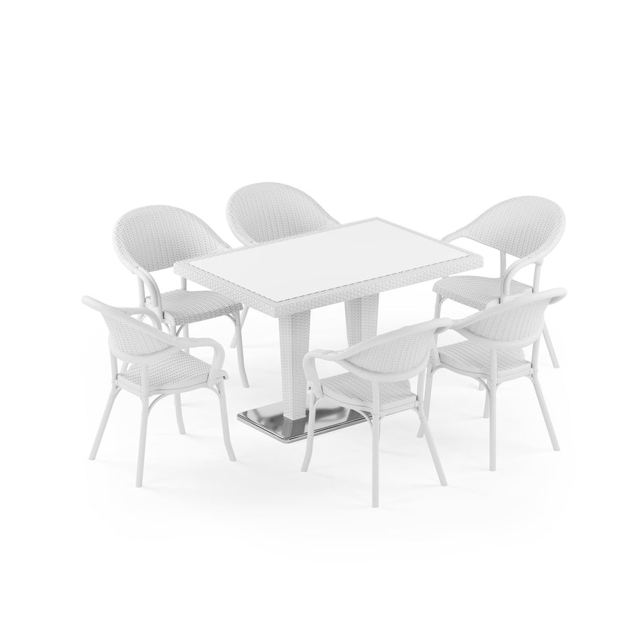 Antares Glass 6-Seat Flash-R Rattan Dining Set