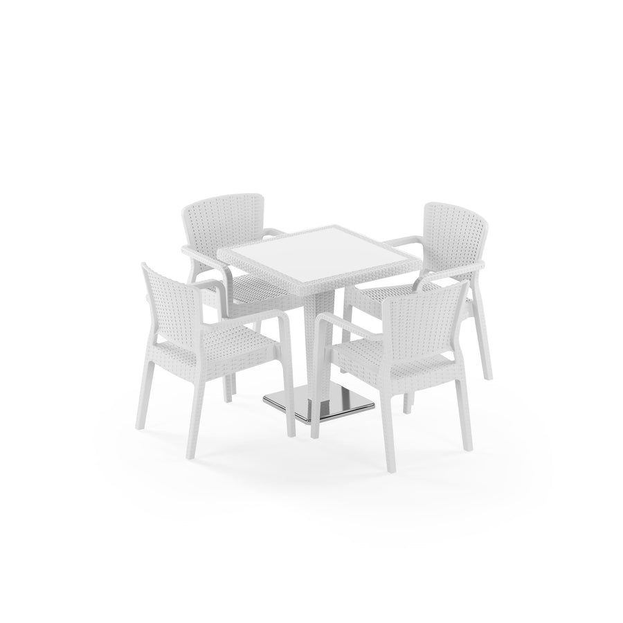 Antares Chrome & Antares 4-Seat Rattan Dining Set