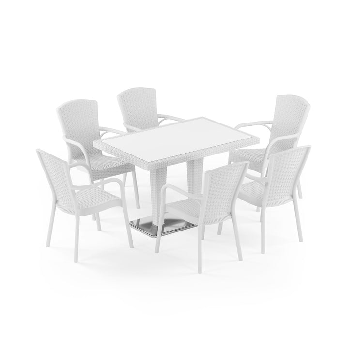 Antares Glass 6-Seat Royal Rattan Dining Set