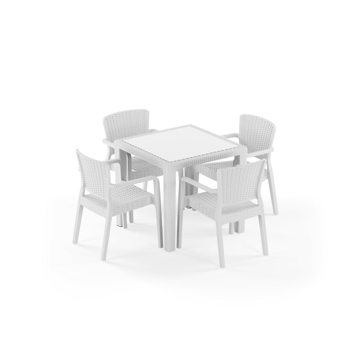 Antares Glass & Antares Chair 4-Seat Rattan Dining Set