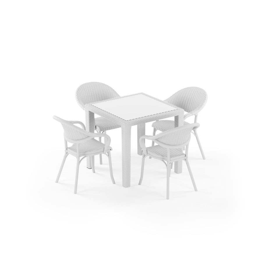 Antares Glass & Flash-R 4-Seat Rattan Dining Set