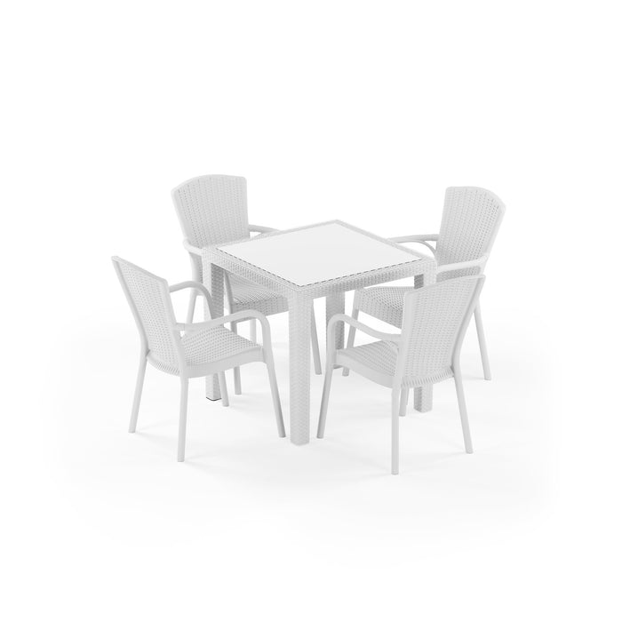 Antares Glass & Royal 4-Seat Rattan Dining Set
