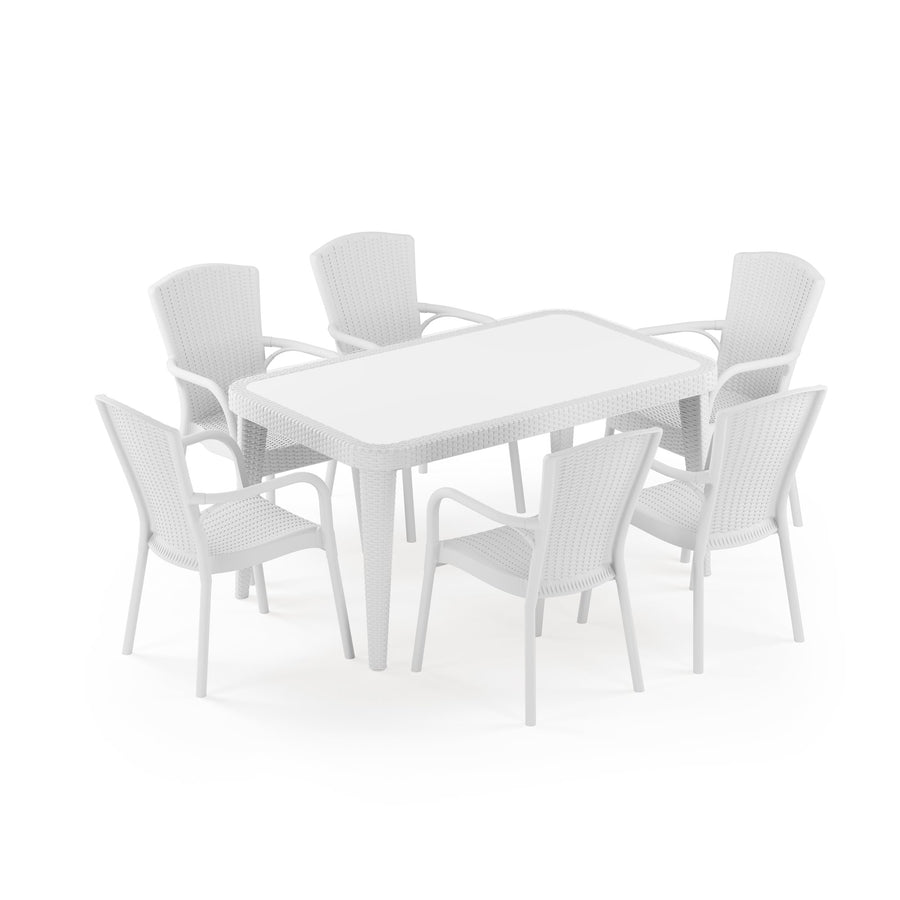 Osaka Rectangular 6-Seat Dining Set with Royal Armchairs