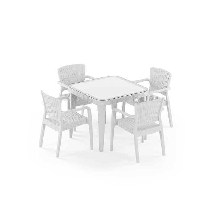 Osaka Square Antares Rattan Dining Set — 4-Seat