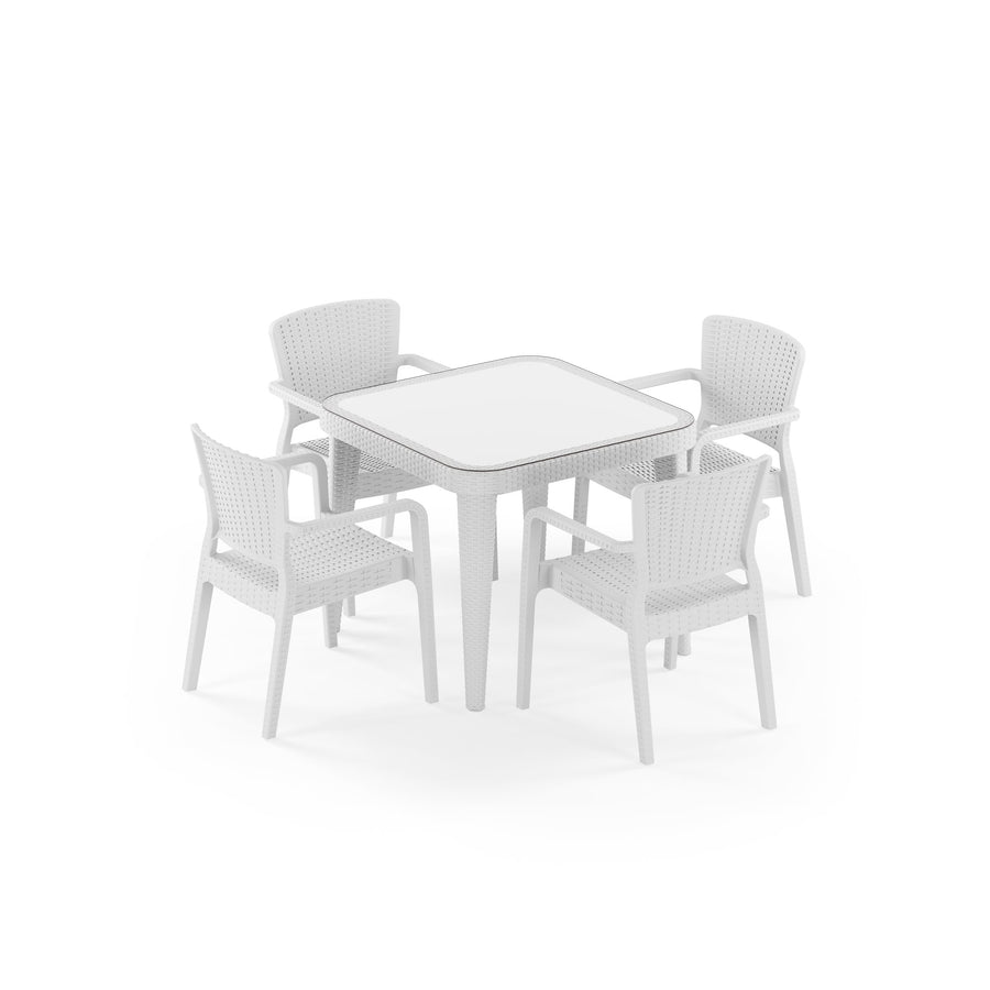 Osaka Square Antares Rattan Dining Set — 4-Seat