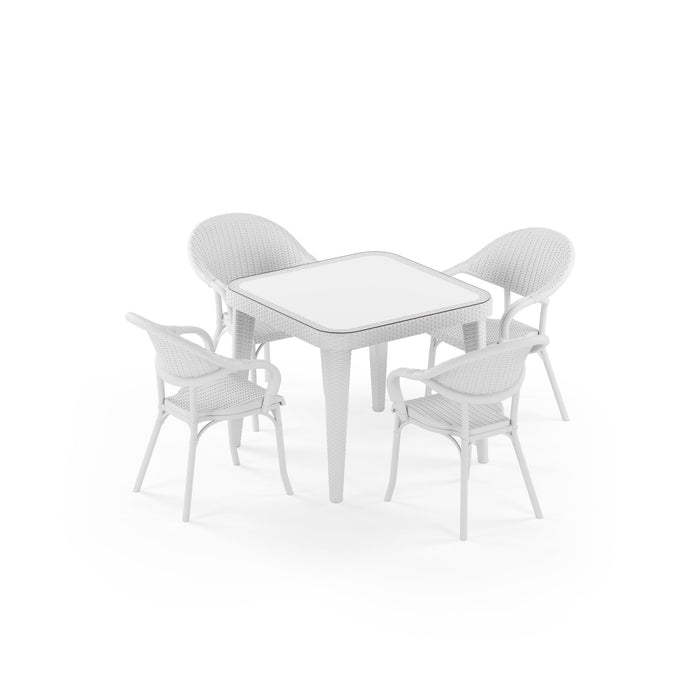 Osaka Square Flash-R Rattan Dining Set — 4-Seat