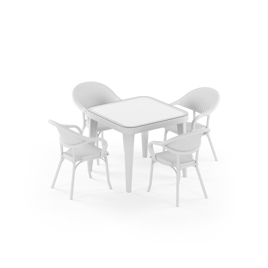 Osaka Square Flash-R Rattan Dining Set — 4-Seat