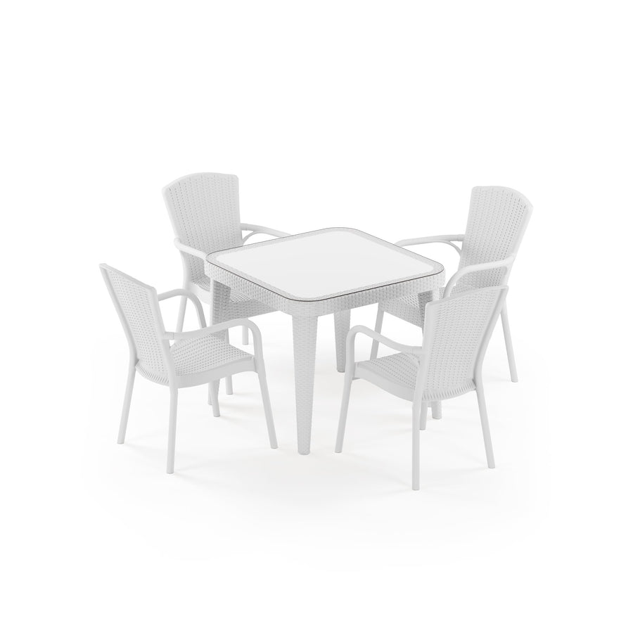 Osaka Square Royal Rattan Dining Set — 4-Seat